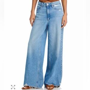 Paige Portia High Rise Wide Leg Jeans in Rumours Rock Hem